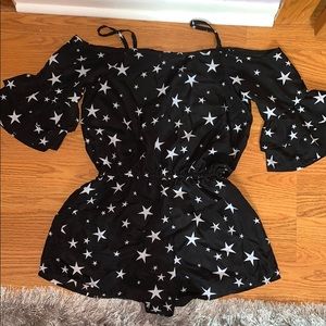 Black & White Star Flowy Romper